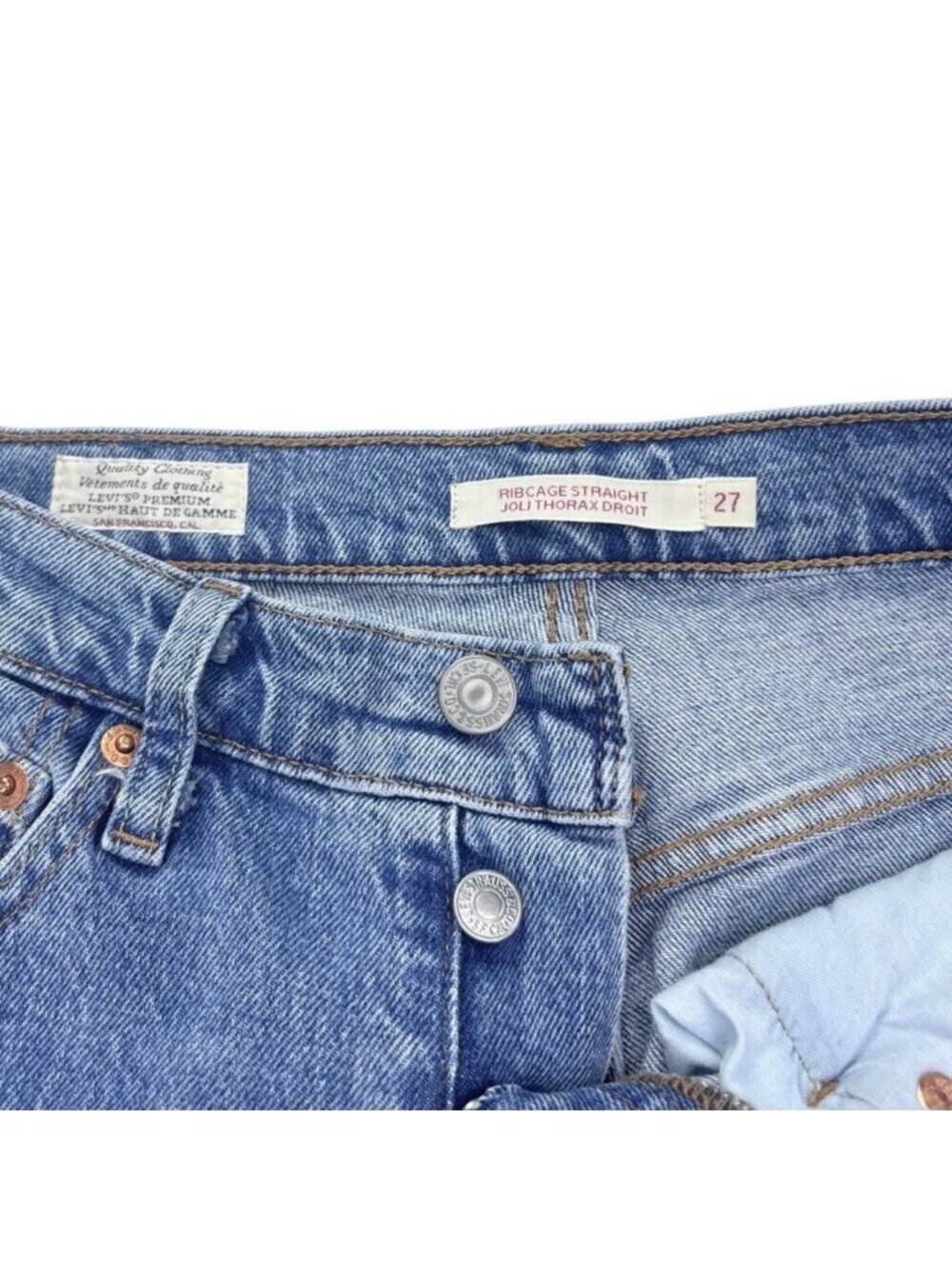 Levi's Premium Ribcage Straight Jean Haters Gonna Hate - Picture 3 of 9